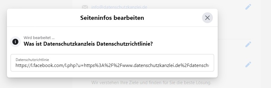 Facebook "Seiteninfos bearbeiten"