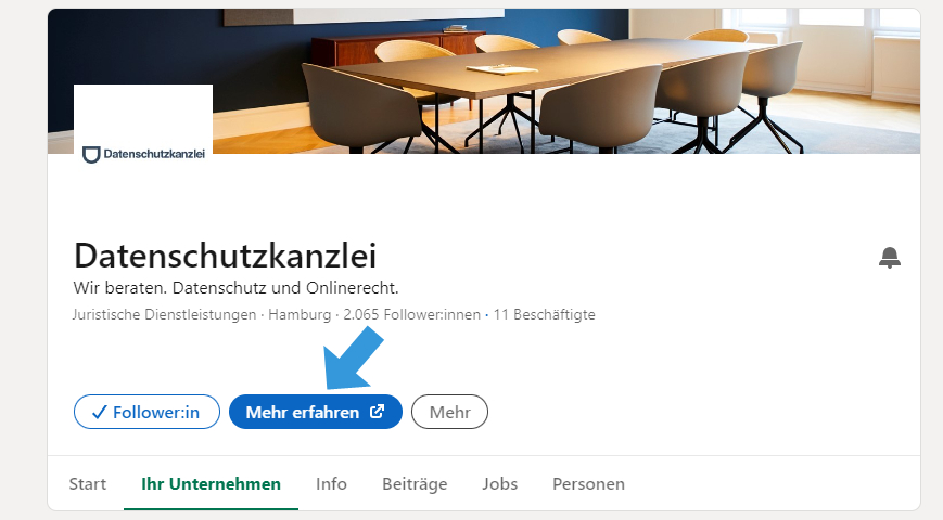 LinkedIn "Über uns" Seite 