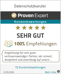 ProvenExpert-Bewertungssiegel Datenschutzkanzlei